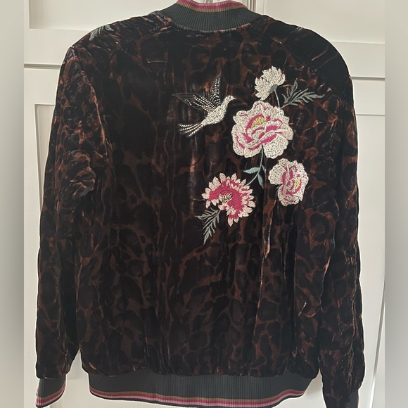 NWT! JOHNNY WAS - Junia Velvet Quilted Bomber Embroidered Leopard Jacket Size S - Picture 2 of 13